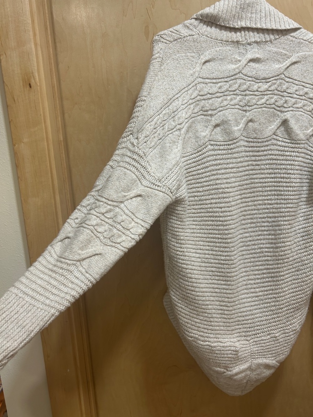Pink Rose Cream Cable Knit Shawl Collar Cardigan - Picture 4 of 5